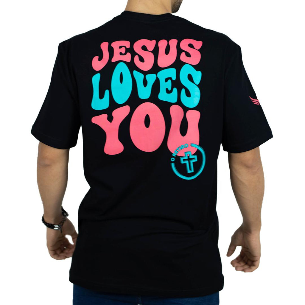T-shirt Preta Jesus Loves You
