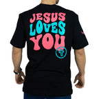 T-shirt Preta Jesus Loves You
