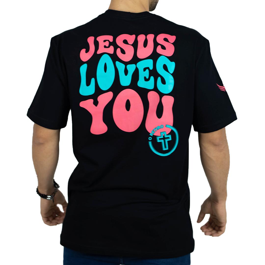 T-shirt Preta Jesus Loves You