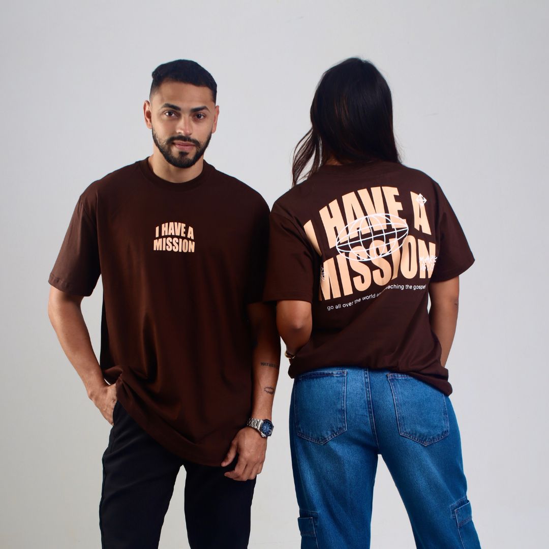 T-shirt Marrom Unissex “I Have a Mission”