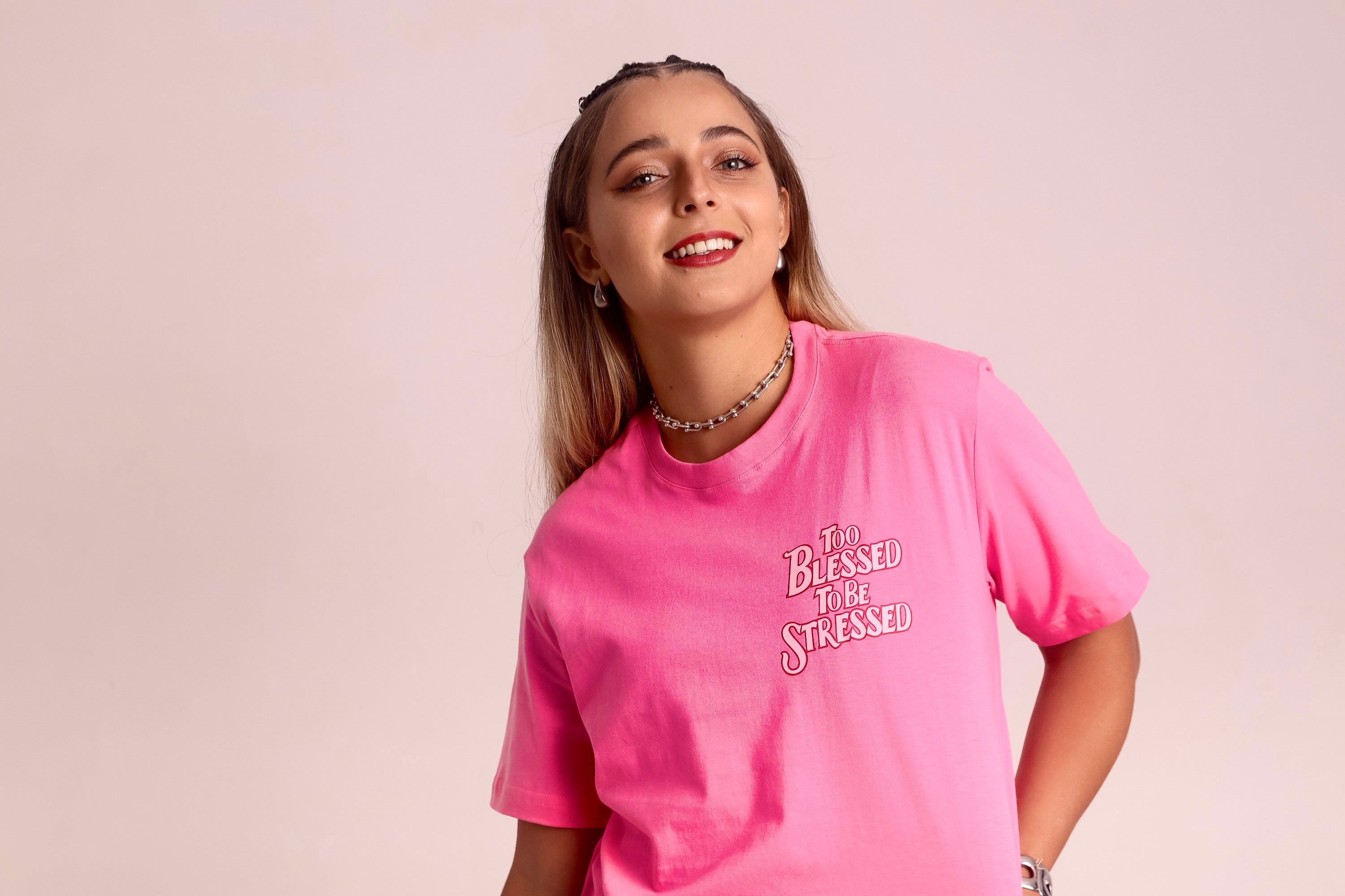 T-shirt Rosa Blessed to be Stressed