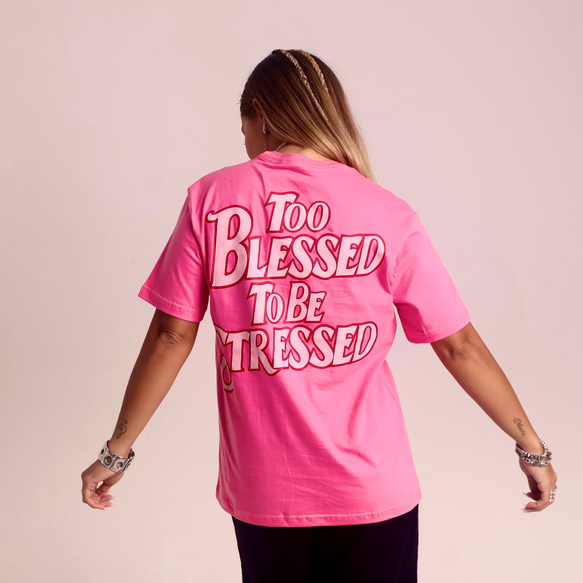 T-shirt Rosa Blessed to be Stressed